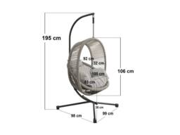 Solace+Co Lana Garden Swing Chair Rattan in Grey - thumbnail 4