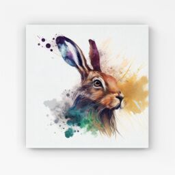 Warren Reed - Designer Hare Close Up Splashart Canvas in Brown - Size: w10 inch x h10 inch - thumbnail 1