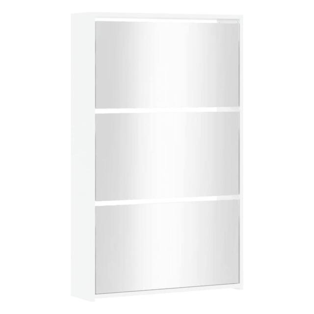 Berkfield Home Shoe Cabinet with Mirror 3-Layer High Gloss White 63x17x102.5 cm - image 1