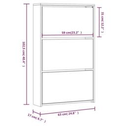 Berkfield Home Shoe Cabinet with Mirror 3-Layer High Gloss White 63x17x102.5 cm - thumbnail 8