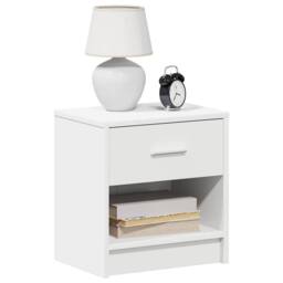 Berkfield Home Bedside Cabinet with Drawer White 39x28x41 cm - Size: 39 x 28 x 41 cm - thumbnail 3