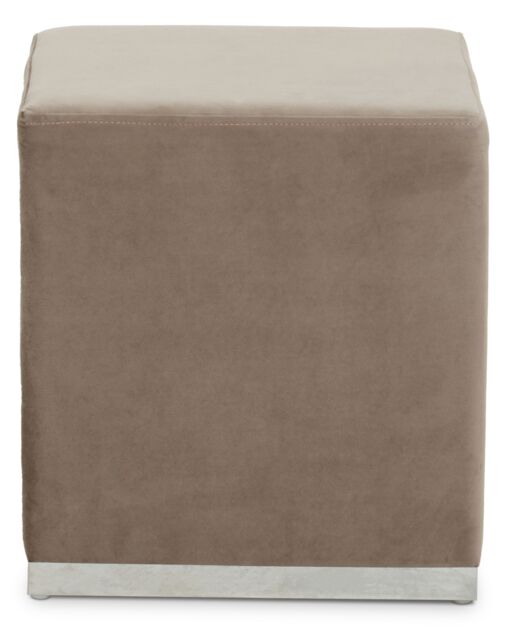 Orsina Grey & Silver Square Footstool, Velvet Ottoman Footstool with Silver Base, Pouffe Footstool for Home in Brown - image 1