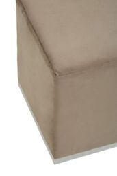 Orsina Grey & Silver Square Footstool, Velvet Ottoman Footstool with Silver Base, Pouffe Footstool for Home in Brown - thumbnail 4