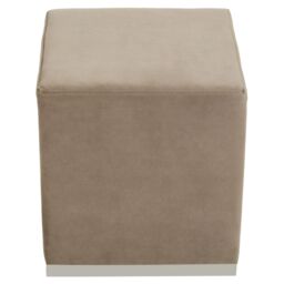 Orsina Grey & Silver Square Footstool, Velvet Ottoman Footstool with Silver Base, Pouffe Footstool for Home in Brown - thumbnail 2