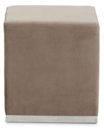 Orsina Grey & Silver Square Footstool, Velvet Ottoman Footstool with Silver Base, Pouffe Footstool for Home in Brown - thumbnail 1