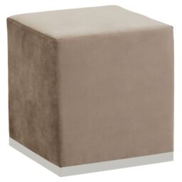 Orsina Grey & Silver Square Footstool, Velvet Ottoman Footstool with Silver Base, Pouffe Footstool for Home in Brown - thumbnail 3