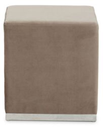 Orsina Grey & Silver Square Footstool, Velvet Ottoman Footstool with Silver Base, Pouffe Footstool for Home in Brown - thumbnail 6