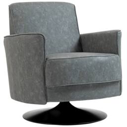 HOMCOM Upholstered PU Leather Armchair for Living Room, Grey - thumbnail 2