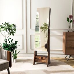Costway Freestanding Jewelry Cabinet Floor Jewelry Armoire Organizer in Brown - thumbnail 4