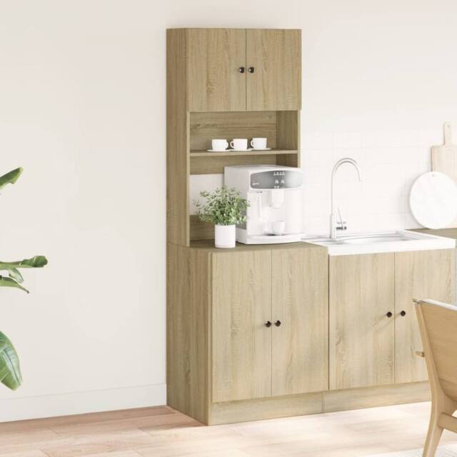 Berkfield Home Kitchen Cabinet Sonoma Oak 60x50x180 cm Engineered Wood in Tan - Size: 60 x 50 x 180 cm - image 1