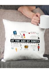 Afewhometruths 40th Birthday Fun Facts Cushion Gift in Off-White - Size: 40 cm x 40 cm - thumbnail 1