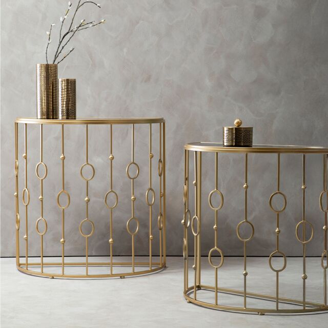 Orsina Sleek & Sturdy Art Deco Console Tables, Durable Hallway Table, Easily Maintained Modern Console Table in Gold - image 1