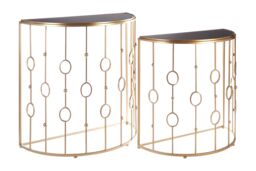 Orsina Sleek & Sturdy Art Deco Console Tables, Durable Hallway Table, Easily Maintained Modern Console Table in Gold - thumbnail 2