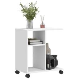Berkfield Home Side Table with Wheels White 50x30x55 cm Engineered Wood - Size: 50 x 30 x 55 cm - thumbnail 4
