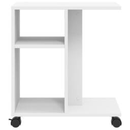 Berkfield Home Side Table with Wheels White 50x30x55 cm Engineered Wood - Size: 50 x 30 x 55 cm - thumbnail 5