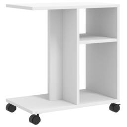 Berkfield Home Side Table with Wheels White 50x30x55 cm Engineered Wood - Size: 50 x 30 x 55 cm - thumbnail 7