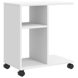 Berkfield Home Side Table with Wheels White 50x30x55 cm Engineered Wood - Size: 50 x 30 x 55 cm - thumbnail 3