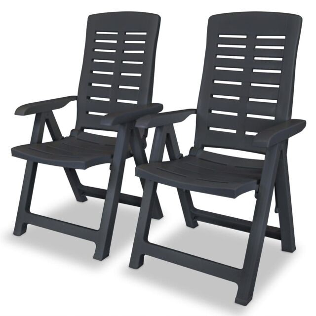 Berkfield Home Reclining Garden Chairs 2 pcs Plastic Anthracite in Black - image 1