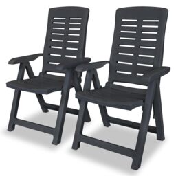 Berkfield Home Reclining Garden Chairs 2 pcs Plastic Anthracite in Black - thumbnail 1