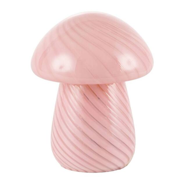 Happy Homewares Contemporary Mushroom Glass Table Lamp with Pink Stripe Effect Pattern - image 1