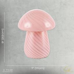 Happy Homewares Contemporary Mushroom Glass Table Lamp with Pink Stripe Effect Pattern - thumbnail 7
