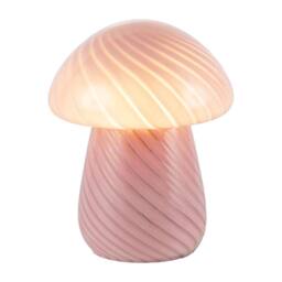Happy Homewares Contemporary Mushroom Glass Table Lamp with Pink Stripe Effect Pattern - thumbnail 2