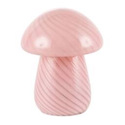 Happy Homewares Contemporary Mushroom Glass Table Lamp with Pink Stripe Effect Pattern