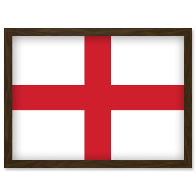 Artery8 England National Flag Vexillology World Flags Country Region Poster Artwork Framed Wall Art Print A4 in Brown