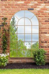 "MirrorOutlet Gold Framed Arched Window Garden Mirror 75"" X 47"" 190 x 120CM - Size: 1 Pack" - thumbnail 1