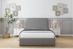 "Sloomy Belvoir Dumfries Frame-Mattress - 45"" Upholstered Headboard in Light Grey - Size: Double" - thumbnail 1