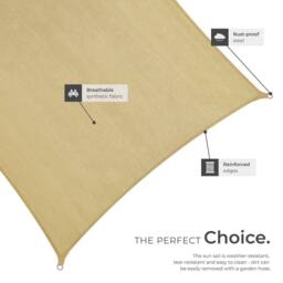 tectake Shade Sail - Rectangular With Uv Protection 50+, Water-Repellent in Beige - Size: Medium - thumbnail 5