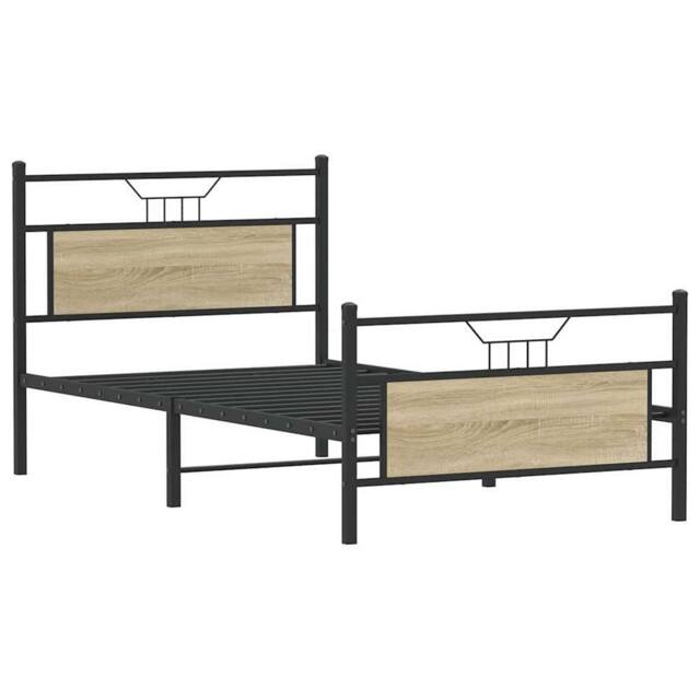 Berkfield Home Durable Bed Frame without Mattress Sonoma Oak 100x190 cm Engineer in Brown - image 1