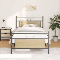 Berkfield Home Durable Bed Frame without Mattress Sonoma Oak 100x190 cm Engineer in Brown - thumbnail 4