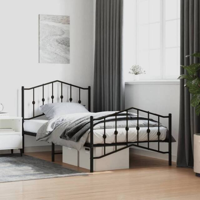 Berkfield Home Metal Bed Frame with Headboard & Footboard Black 100x190 cm - image 1