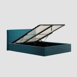 Wyld Haus Dublin Teal Velvet King Ottoman Bed 5ft with Ribbed Headboard - thumbnail 4