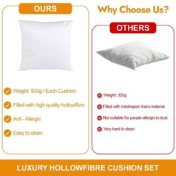 KORVIXA 2 x Cushion Inserts Cushion 45x45cm in White - Size: 120 cm x 90 cm - thumbnail 3