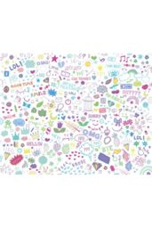 Origin Murals Social Doodle Text Purple Matt Smooth Paste the Wall Mural 300cm wide x 240cm high - Size: W350 cm x H280 cm - thumbnail 2