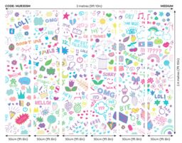 Origin Murals Social Doodle Text Purple Matt Smooth Paste the Wall Mural 300cm wide x 240cm high - Size: W350 cm x H280 cm - thumbnail 3