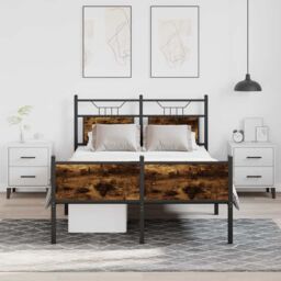 Berkfield Home Bed Frame without Mattress Smoked Oak 120x190 cm Small Double Engineered Wood in Brown - thumbnail 4