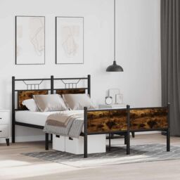 Berkfield Home Bed Frame without Mattress Smoked Oak 120x190 cm Small Double Engineered Wood in Brown - thumbnail 5