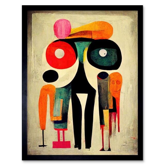 "Artery8 Wall Art Print Abstract Colourful Pop Art People Art Framed in Black - Size: W12"" x H16""" - image 1