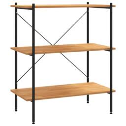 Berkfield Home 3-Tier Shelving Unit Black & Oak 80x40x92 cm - Size: 80 x 40 x 92 cm - thumbnail 1