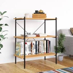 Berkfield Home 3-Tier Shelving Unit Black & Oak 80x40x92 cm - Size: 80 x 40 x 92 cm - thumbnail 2