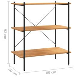 Berkfield Home 3-Tier Shelving Unit Black & Oak 80x40x92 cm - Size: 80 x 40 x 92 cm - thumbnail 7