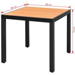 Berkfield Home Garden Table Brown 80x80x74 cm Aluminium & WPC - Size: 80 x 80 x 74 cm - thumbnail 3