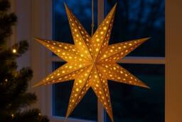 Marco Paul Hanging Pre-Lit Gold Origami Star Christmas Decoration - Size: 50 cm x 50 cm - thumbnail 4