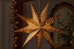 Marco Paul Hanging Pre-Lit Gold Origami Star Christmas Decoration - Size: 50 cm x 50 cm