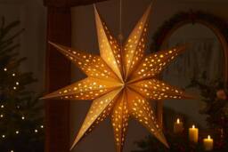 Marco Paul Hanging Pre-Lit Gold Origami Star Christmas Decoration - Size: 50 cm x 50 cm - thumbnail 2