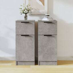 Berkfield Home Sideboards 2 pcs Concrete Grey 30x30x70 cm Engineered Wood - Size: 30 x 30 x 70 cm - thumbnail 2