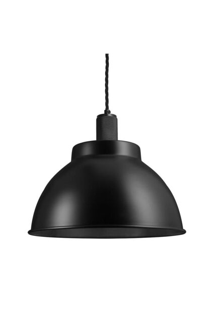 Industville Knurled Dome Pendant, 13 Inch, Black, Black Holder